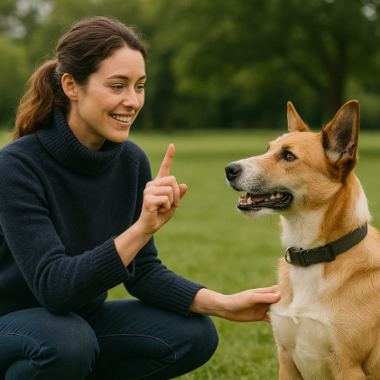 Pet trainer with dog