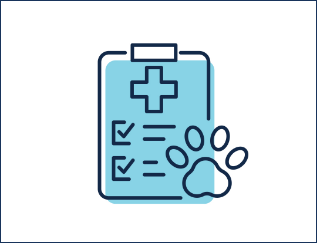 An illustrated icon of a clipboard with paw print
